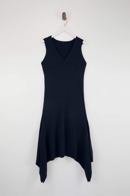 Trendyol Curve Dam Mörkblå Enfärgad Midi Ärmlös Casual A-linje Plus size Klänning - Image 3