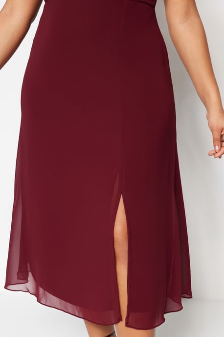 Trendyol Curve Dam Vinröd Enfärgad Midi Kort Casual A-linje Plus size Klänning - Image 2