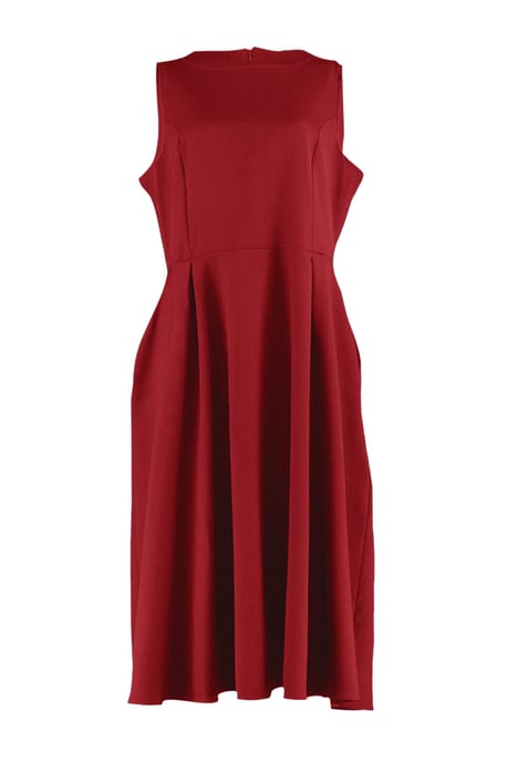 Trendyol Curve Dam Vinröd Enfärgad Midi Ärmlös Kväll / Vardag A-linje Plus size Klänning - Image 4