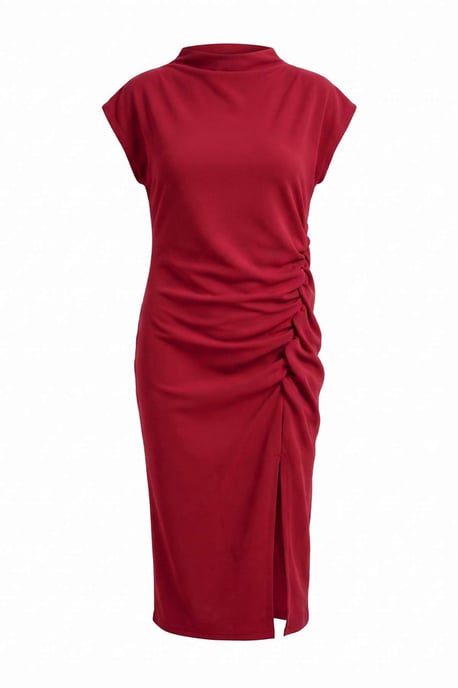 Trendyol Curve Dam Vinröd Enfärgad Midi Ärmlös Fest Bodycon Plus size Klänning - Image 5