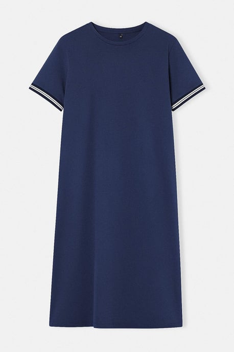 Trendyol Curve Dam Mörkblå Enfärgad Midi Kort Casual Rak Plus size Klänning - Image 3