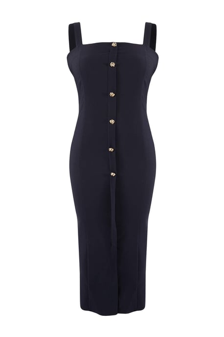 Trendyol Curve Dam Mörkblå Enfärgad Midi Ärmlös Casual Bodycon Plus size Klänning - Image 4