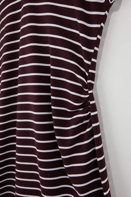 Trendyol Curve Dam Vinröd Randig Midi Kort Casual A-linje Plus size Klänning - Image 3