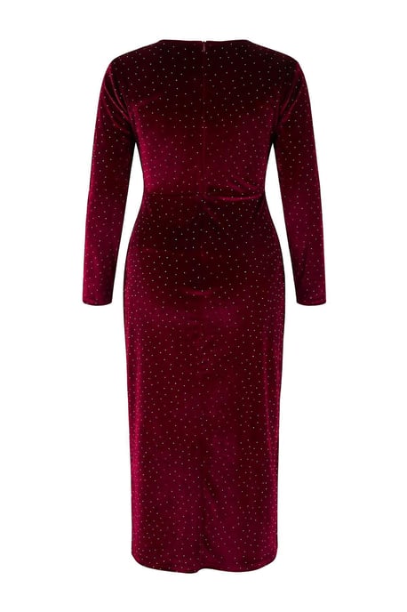 Trendyol Curve Dam Vinröd Enfärgad Midi Lång Fest A-linje Plus size Klänning - Image 3