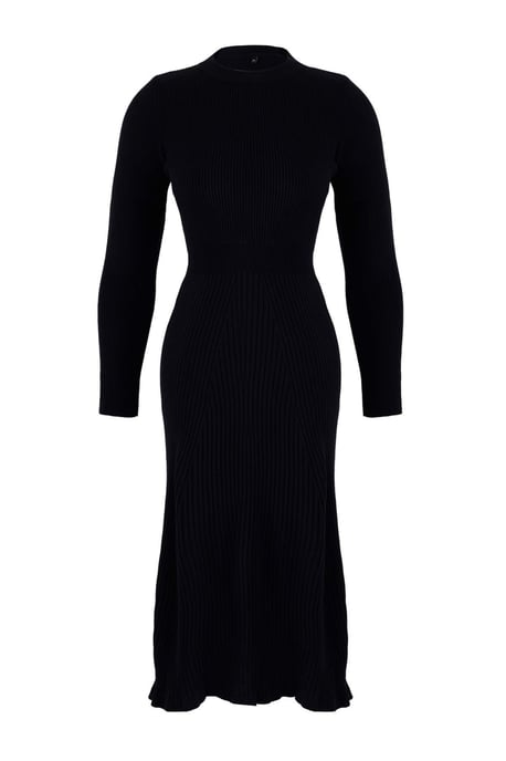 Trendyol Curve Dam Mörkblå Enfärgad Midi Lång Casual A-linje Plus size Klänning - Image 4