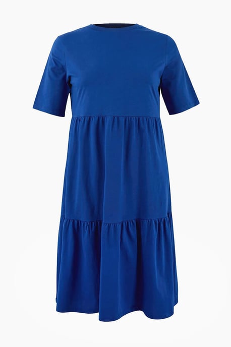 Trendyol Curve Dam Mörkblå Enfärgad Midi Kort Casual A-linje Plus size Klänning - Image 2