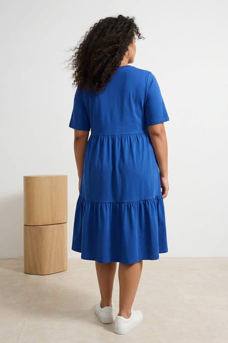 Trendyol Curve Dam Mörkblå Enfärgad Midi Kort Casual A-linje Plus size Klänning - Image 5