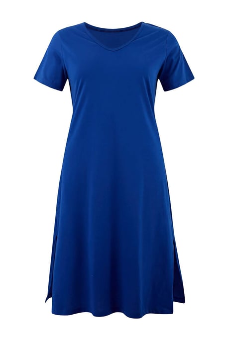 Trendyol Curve Dam Mörkblå Enfärgad Midi Kort Casual Rak Plus size Klänning - Image 2