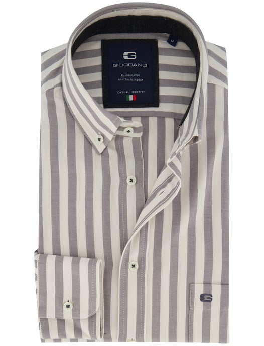 Overhemd Giordano wit grijs gestreept - Image 1