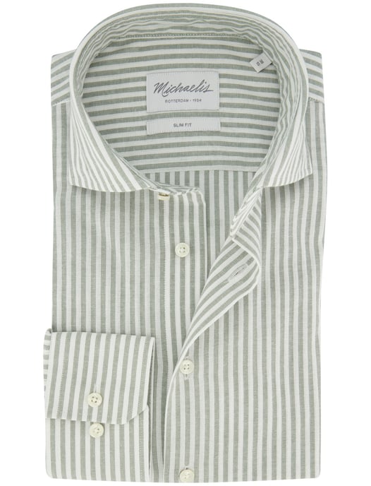 Michaelis overhemd groen gestreept slim fit - Image 1