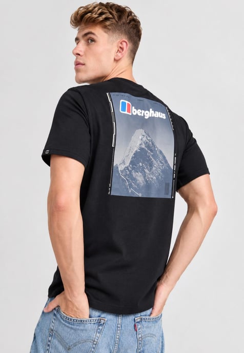 Berghaus Mens Route Finder Graphic Tee in Black - Image 1