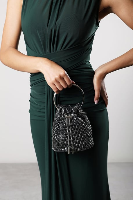 Where's That From Womens Melixa Embellished Diamante Bucket Bag With Bracelet Ring Handle - Image 1