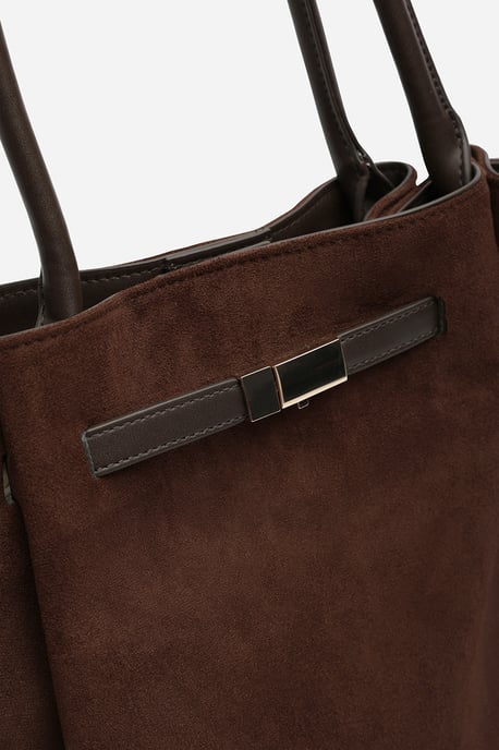 Where's That From Womens 'Dove' Suede Handheld Tote Bag - Image 3