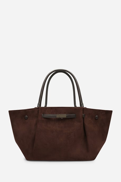 Where's That From Womens 'Dove' Suede Handheld Tote Bag - Image 4