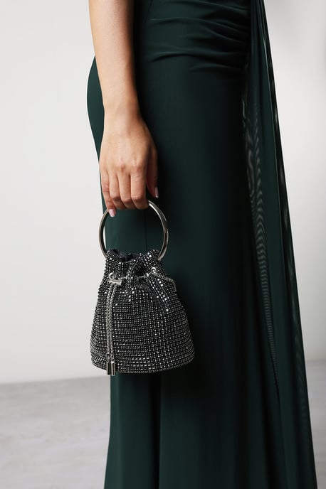 Where's That From Womens Melixa Embellished Diamante Bucket Bag With Bracelet Ring Handle - Image 6