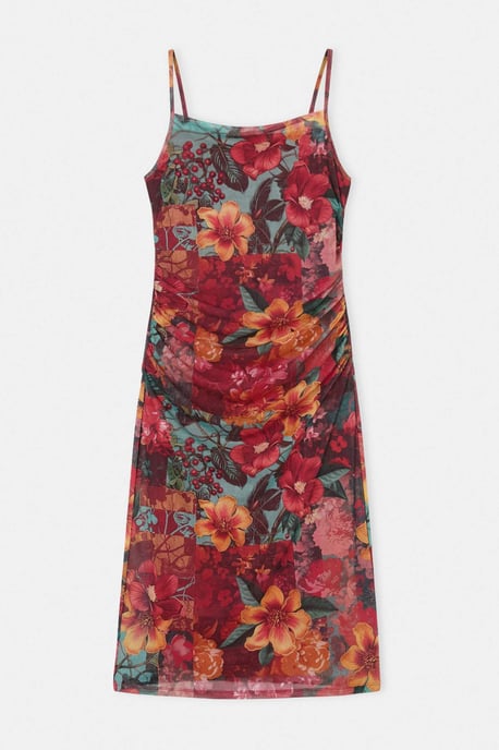 Trendyol Curve Dam Flerfärgad Blommig Midi Ärmlös Rak Plus size Klänning - Image 4