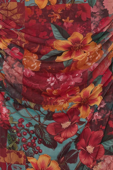 Trendyol Curve Dam Flerfärgad Blommig Midi Ärmlös Rak Plus size Klänning - Image 5