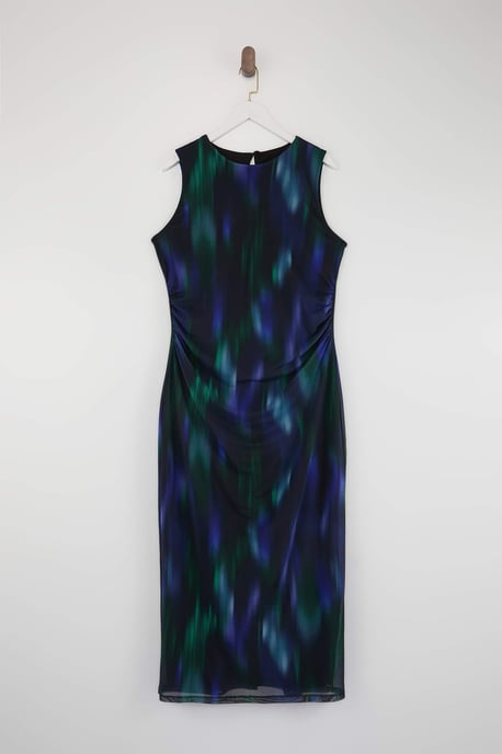 Trendyol Curve Dam Flerfärgad Grafiskt Midi Ärmlös Casual Rak Plus size Klänning - Image 3