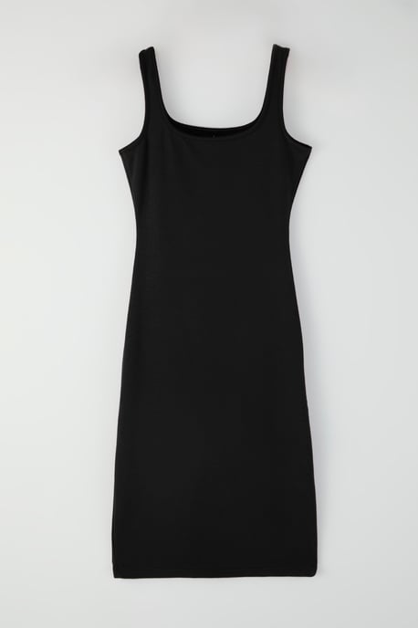 TRENDYOLMİLLA Dames Zwart Effen Midi Mouwloos Casual Bodycon Jurken - Image 4