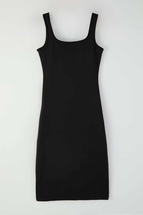 TRENDYOLMİLLA Dames Zwart Effen Midi Mouwloos Casual Bodycon Jurken - Image 5