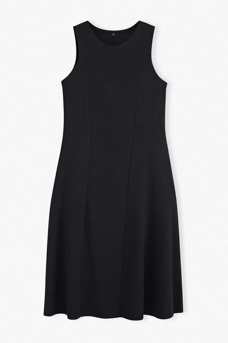 Trendyol Curve Dam Svart Enfärgad Midi Ärmlös Casual A-linje Plus size Klänning - Image 3