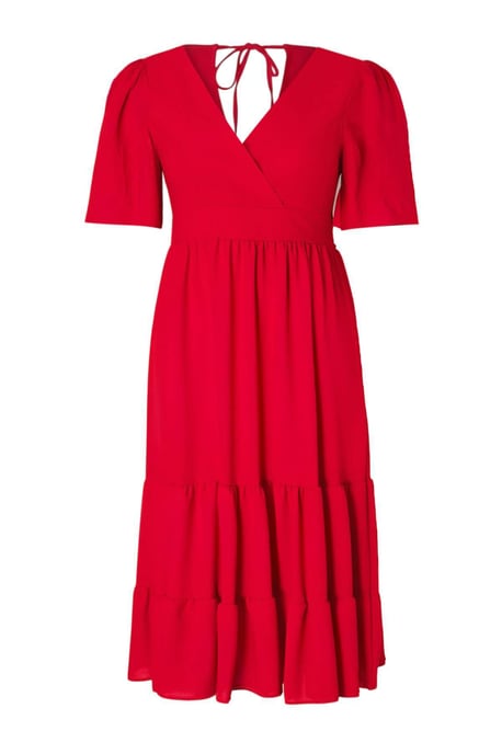 Trendyol Curve Dam Röd Enfärgad Midi Kort Casual A-linje Plus size Klänning - Image 3