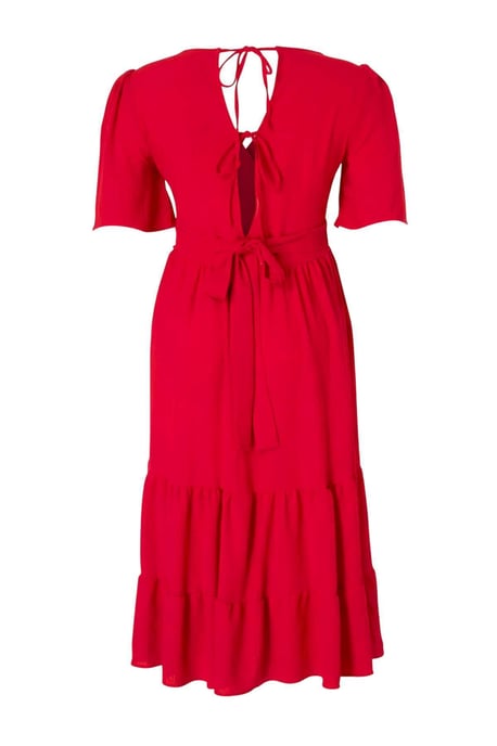 Trendyol Curve Dam Röd Enfärgad Midi Kort Casual A-linje Plus size Klänning - Image 5