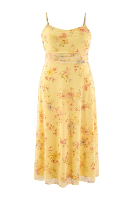 Trendyol Curve Dam Flerfärgad Blommig Midi Ärmlös Bodycon Plus size Klänning - Image 3