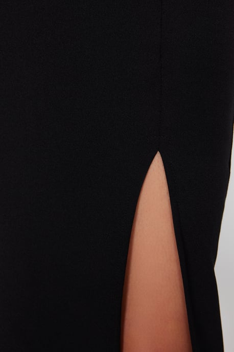 TRENDYOLMİLLA Women's Black Plain Midi Sleeveless Evening / Daily Bodycon Dresses - Image 5