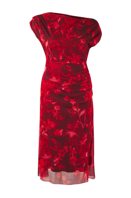 Trendyol Curve Dam Röd Blommig Midi Ärmlös Casual A-linje Plus size Klänning - Image 4