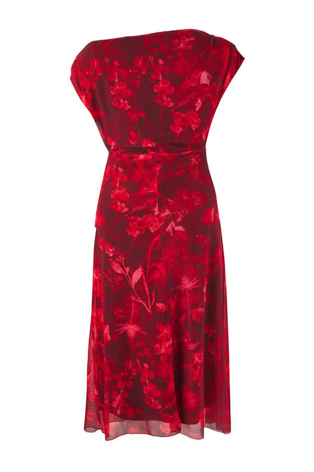 Trendyol Curve Dam Röd Blommig Midi Ärmlös Casual A-linje Plus size Klänning - Image 5
