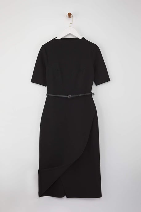 TRENDYOLMİLLA Dames Zwart Effen Midi Kort Avond / Dagelijks A-lijn Jurken - Image 5