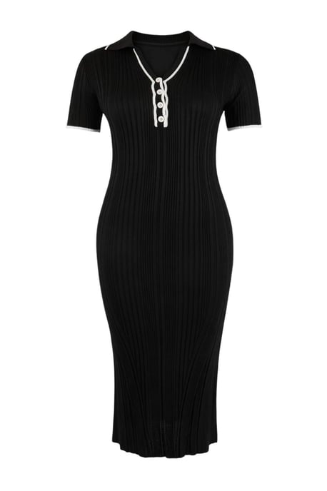 Trendyol Curve Dam Svart Enfärgad Midi Kort Casual Bodycon Plus size Klänning - Image 3