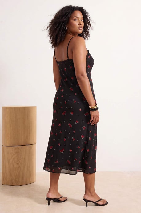 Trendyol Curve Dam Flerfärgad Blommig Midi Ärmlös Casual Bodycon Plus size Klänning - Image 3