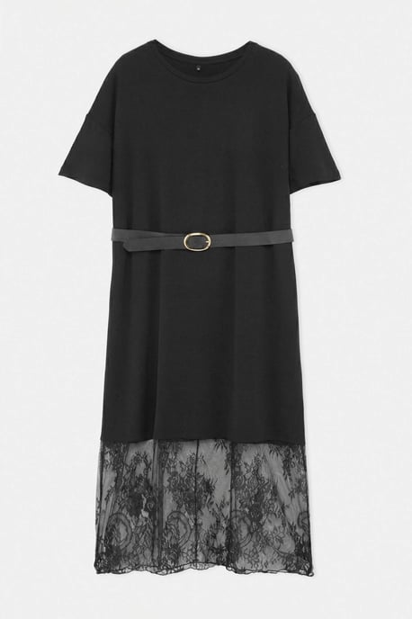 Trendyol Curve Dam Svart Enfärgad Midi Kort Rak Plus size Klänning - Image 4