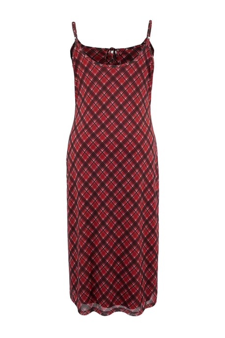 Trendyol Curve Dam Röd Rutig Midi Ärmlös Casual A-linje Plus size Klänning - Image 5