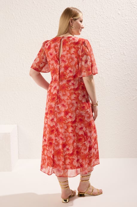 Trendyol Curve Dam Flerfärgad Djurmönster Midi Kort Casual A-linje Plus size Klänning - Image 4