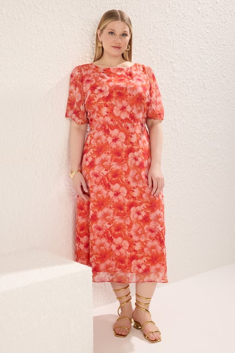 Trendyol Curve Dam Flerfärgad Djurmönster Midi Kort Casual A-linje Plus size Klänning - Image 6