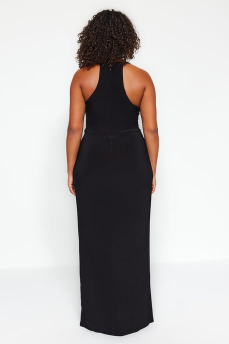 Trendyol Curve Dam Svart Enfärgad Midi Ärmlös Elegant/Kväll Rak Plus size Klänning - Image 5