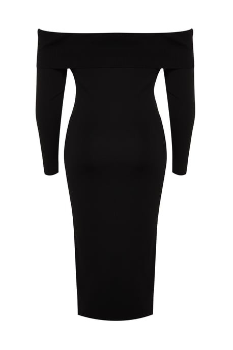 Trendyol Curve Dam Svart Enfärgad Midi Lång Kväll / Vardag Bodycon Plus size Klänning - Image 5
