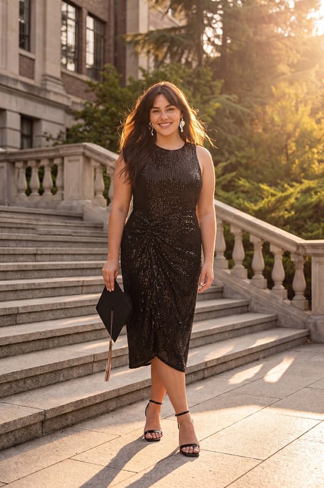 Trendyol Curve Dam Svart Enfärgad Midi Ärmlös Elegant/Kväll Rak Plus size Klänning - Image 1