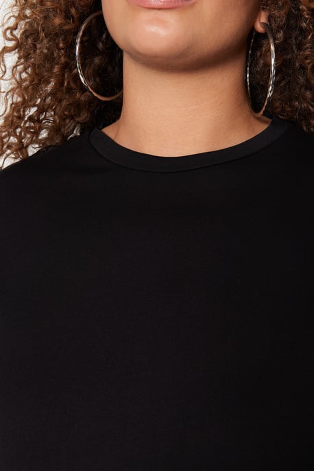 Trendyol Curve Dam Svart Enfärgad Midi Kort Casual A-linje Plus size Klänning - Image 3
