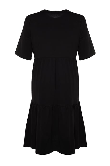 Trendyol Curve Dam Svart Enfärgad Midi Kort Casual A-linje Plus size Klänning - Image 5