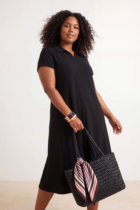 Trendyol Curve Dam Svart Enfärgad Midi Kort Casual A-linje Plus size Klänning - Image 6