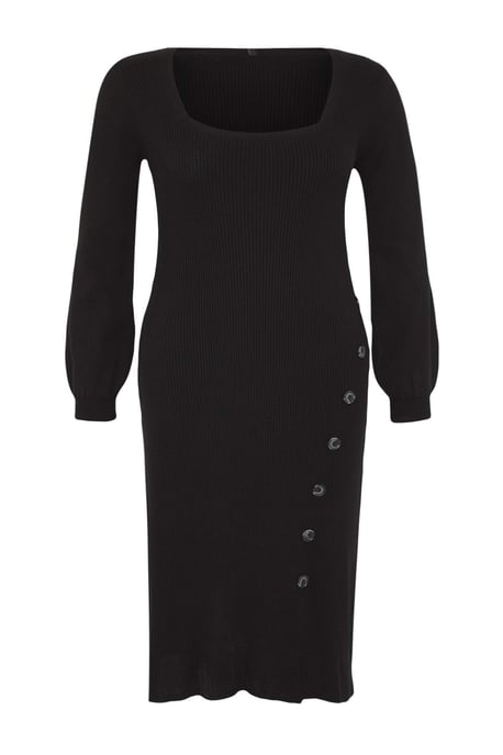 Trendyol Curve Dam Svart Enfärgad Midi Lång Casual Bodycon Plus size Klänning - Image 4