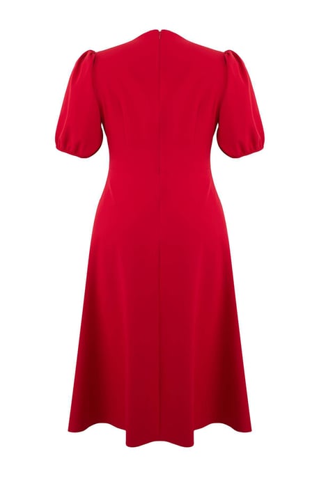 Trendyol Curve Dam Röd Enfärgad Midi Kort Elegant/Kväll Skater Plus size Klänning - Image 4