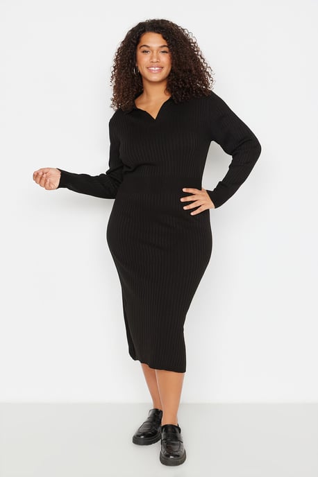 Trendyol Curve Dam Enfärgad Midi Lång Casual Bodycon Plus size Klänning - Image 2