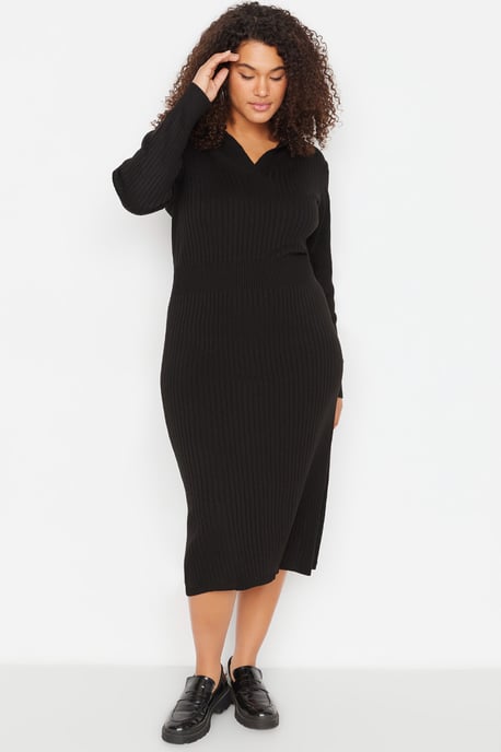 Trendyol Curve Dam Enfärgad Midi Lång Casual Bodycon Plus size Klänning - Image 4