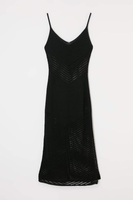 Trendyol Curve Dam Svart Hålmönster Midi Ärmlös Strandkläder A-linje Plus size Klänning - Image 3