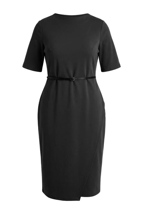 Trendyol Curve Dam Svart Enfärgad Midi Kort A-linje Plus size Klänning - Image 3
